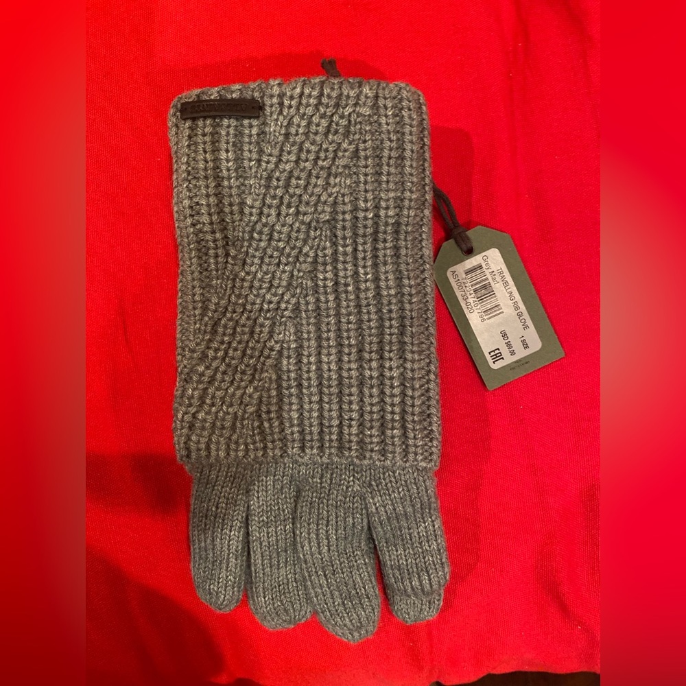 Allsaints Travelling Rib Fold Over Cuff Knit Gloves
